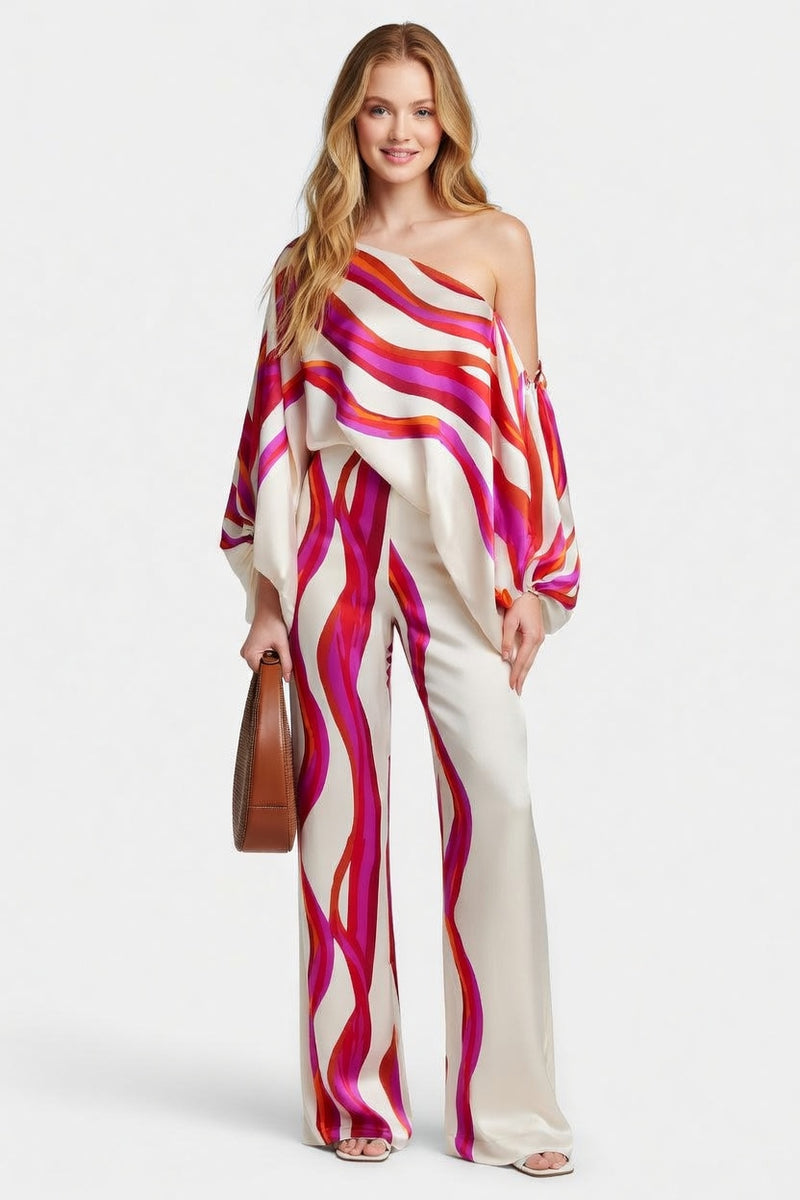 Off-Shoulder Co-ord Set — Blue Stripe