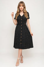 Polka Dot V-Neck Dress — front view