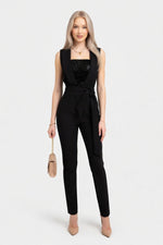 Sequin Belted Jumpsuit — front view