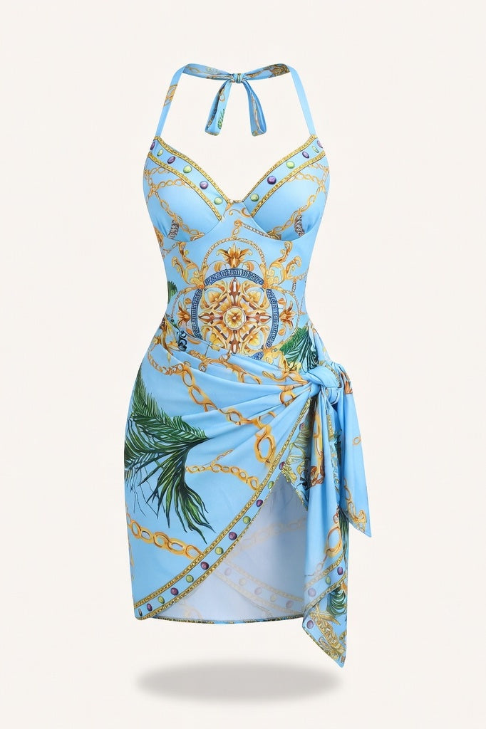 Printed Swimwear Set — Light Blue