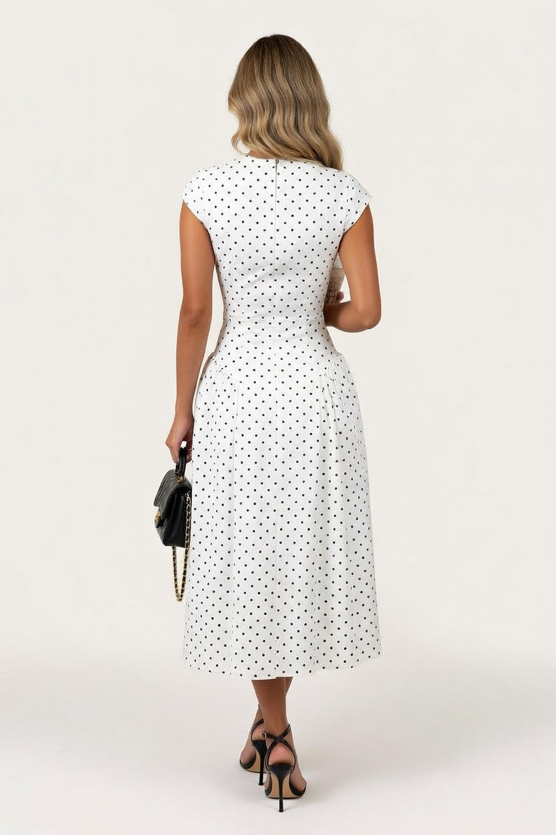 Polka Dot A-Line Midi Dress — back view