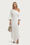 Off-Shoulder Lantern Sleeve Midi Dress