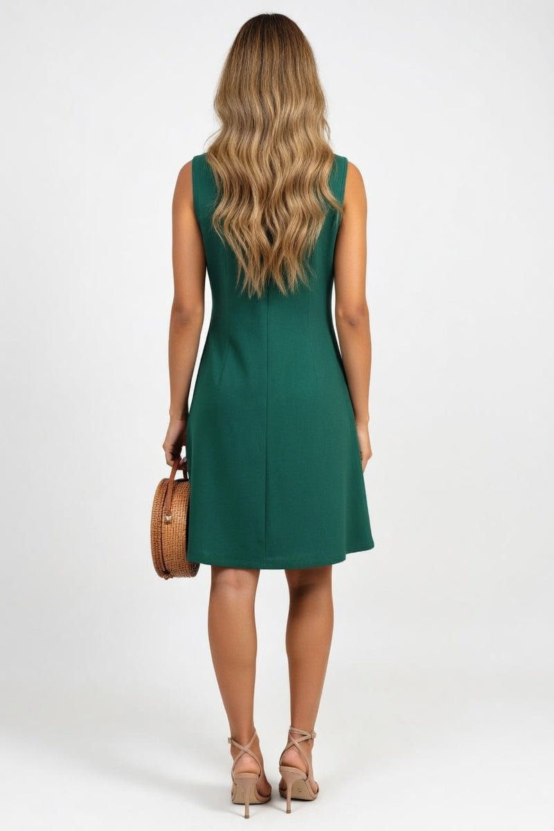 Pleated Pocket Dress — back view
