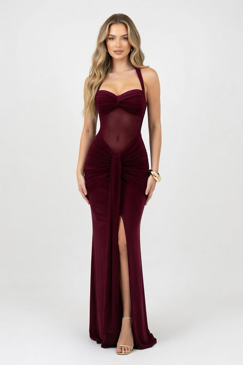 Halter Neck Maxi Dress — front view