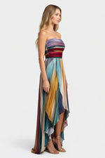Printed Strapless Midi Dress — side view