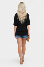 Square Collar Mid-Sleeve Top — back view