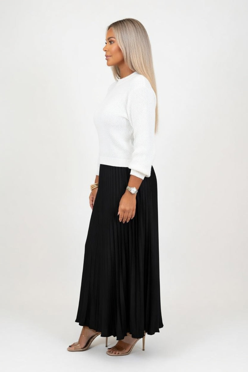 Knit Pleated Hybrid Dress — side view
