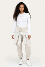 Ribbed Long Sleeve Fitted Top — White