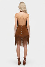 Fringed Suede Western Dress — back view