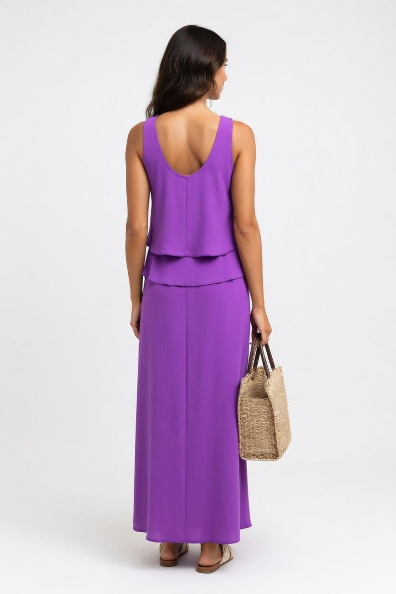 Halter Split Midi Dress — back view