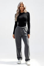 Ribbed Long Sleeve Fitted Top — Black