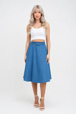 Denim A-Line Midi Skirt — front view