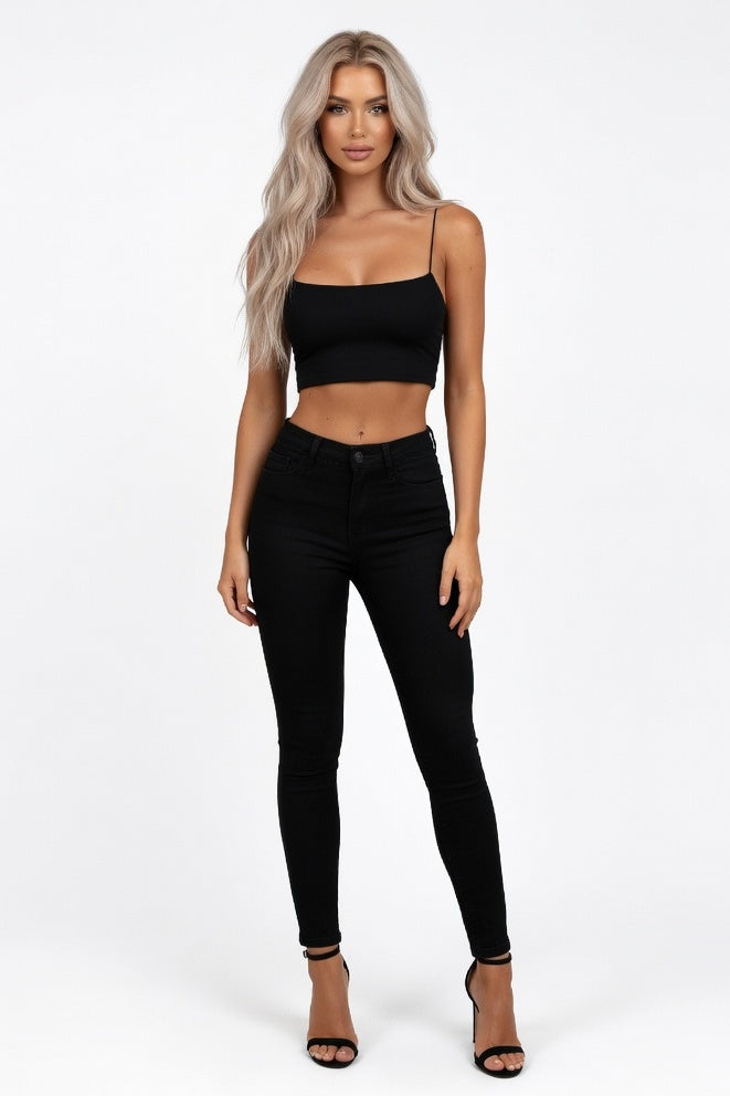 Backless Halter Top — Black