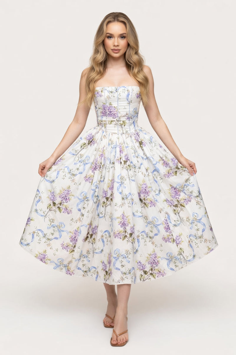 Printed Halter Dress — front view