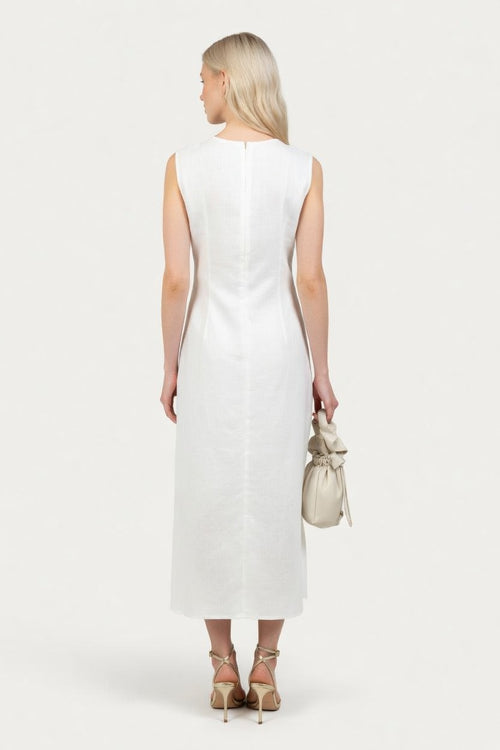 Round Neck Sleeveless Asymmetric Dress — back view
