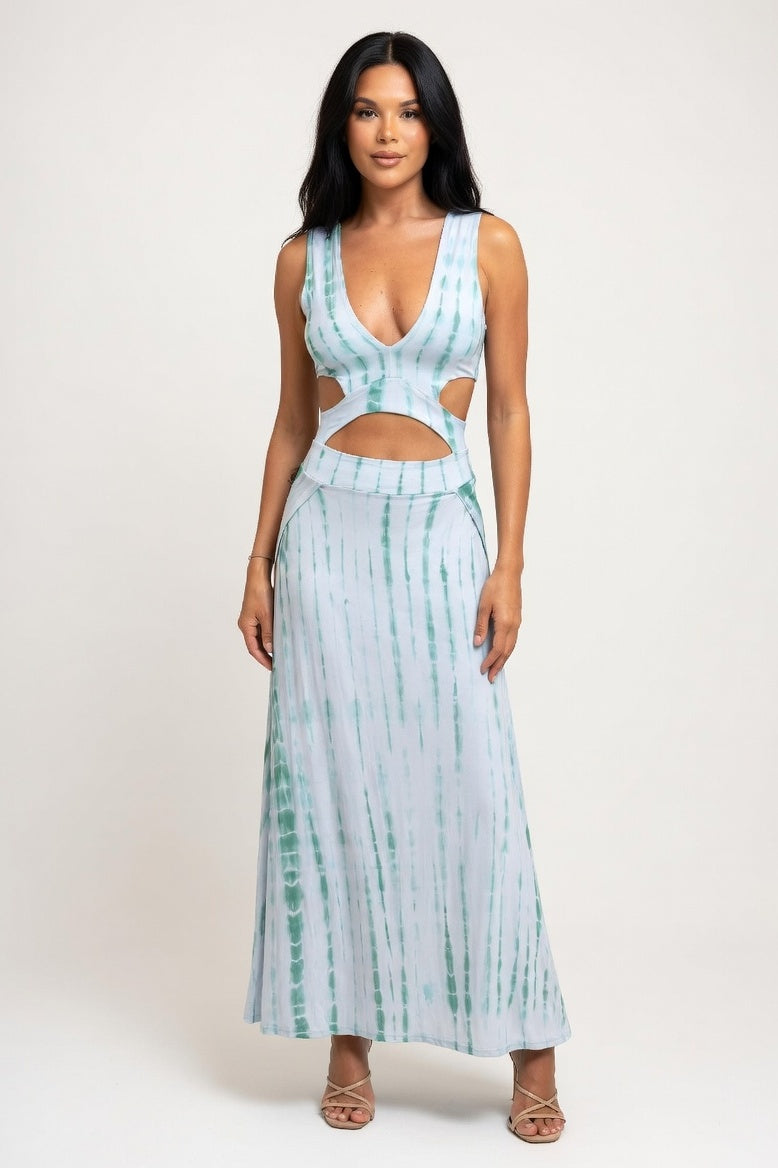 V-Neck Bodycon Dress — Light Blue