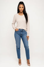 Micro-Puff Sleeve Knit Top — Off White
