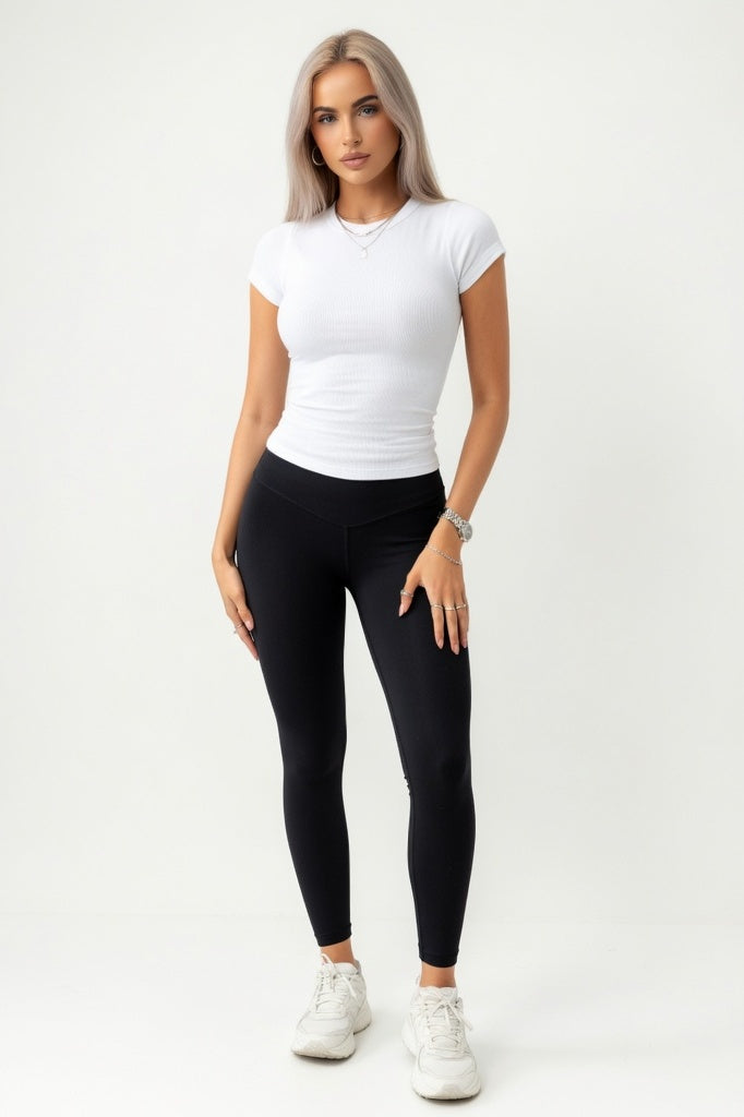 Ribbed Off-Shoulder Top — White