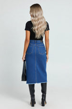 High Waisted Denim Mini Skirt — back view