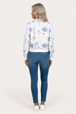 Floral Print Zip Front Cropped Jacket — back view