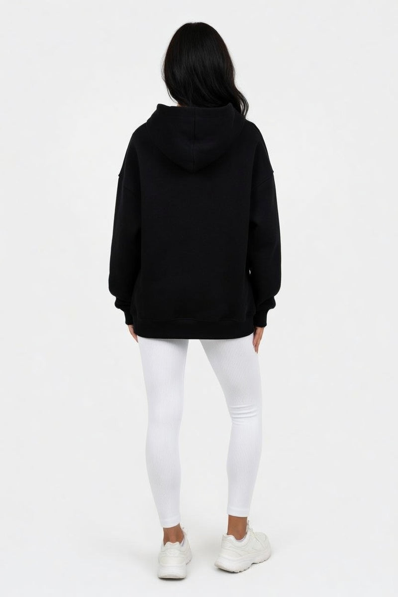 Hooded Sweatshirt with V-Tie Detail — back view
