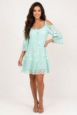 Off-Shoulder Lace Cami Dress — Bright Green
