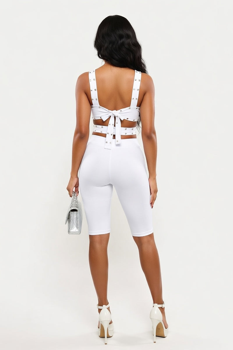 Rivet Detail Hollow Cut-Out Jumpsuit — back view