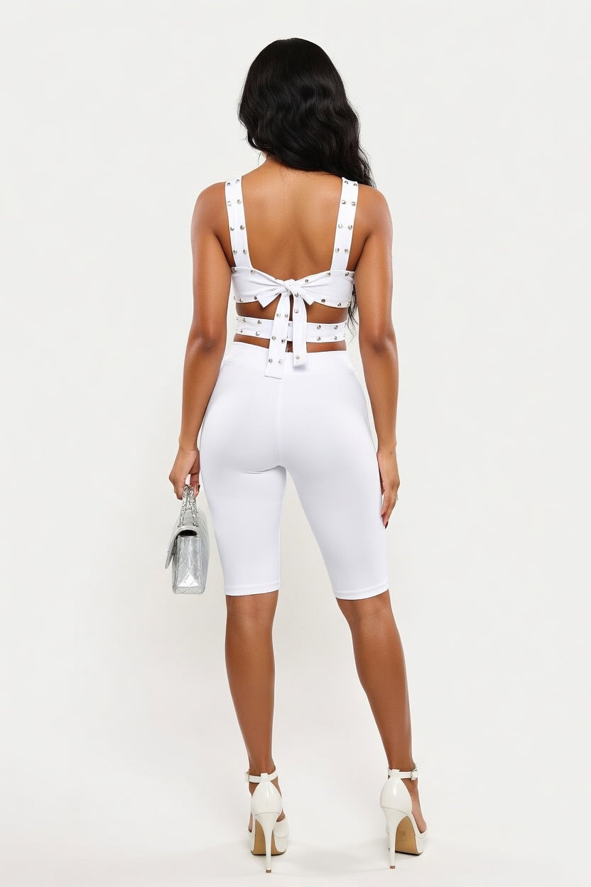 Rivet Detail Hollow Cut-Out Jumpsuit — back view
