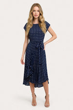Polka Dot Pleated Dress — front view