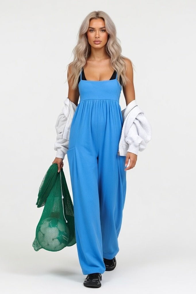 Off-Shoulder Column Dress — Ocean Blue