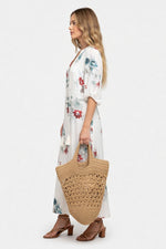 Floral V-Neck Midi Dress — side view