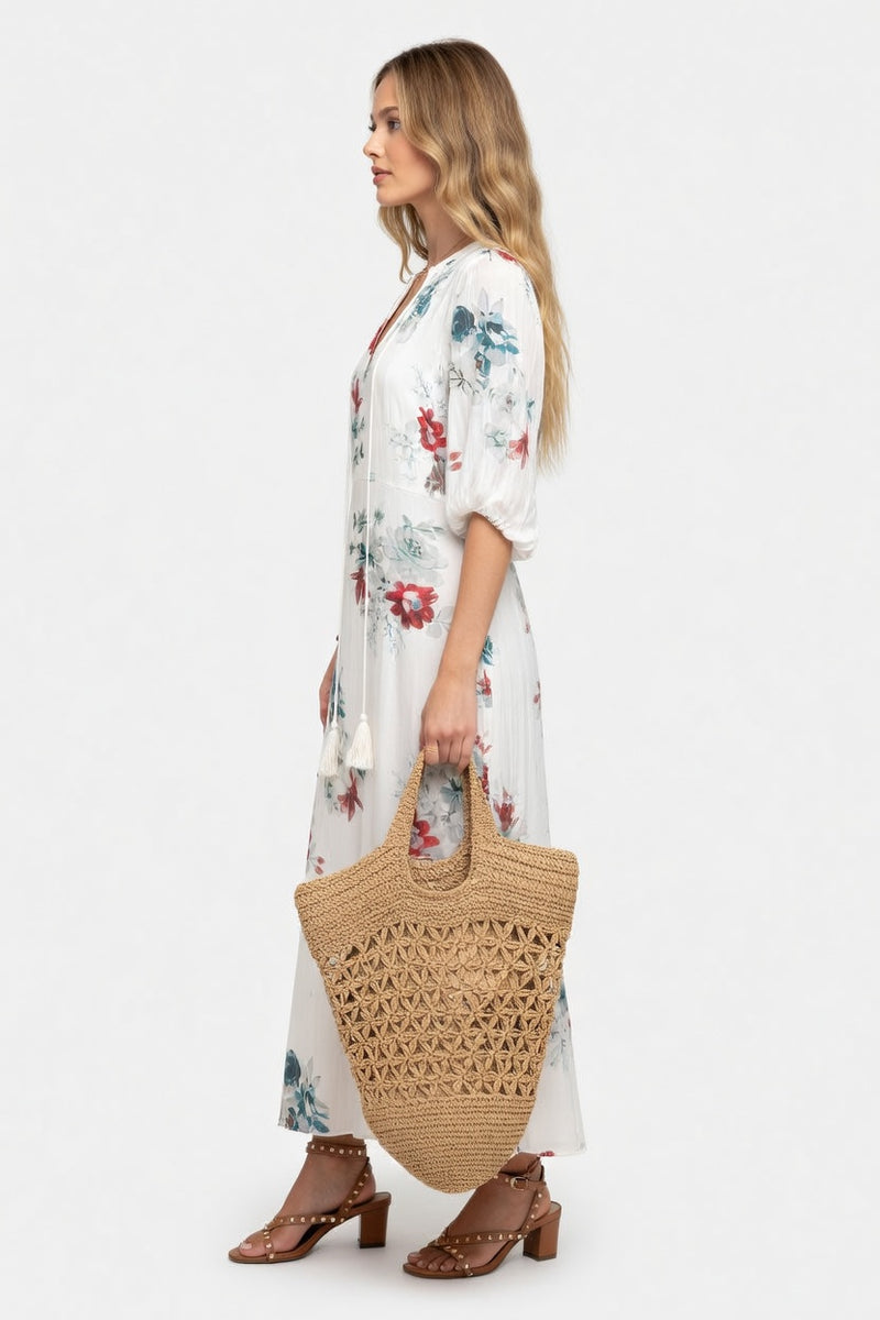 Floral V-Neck Midi Dress — side view