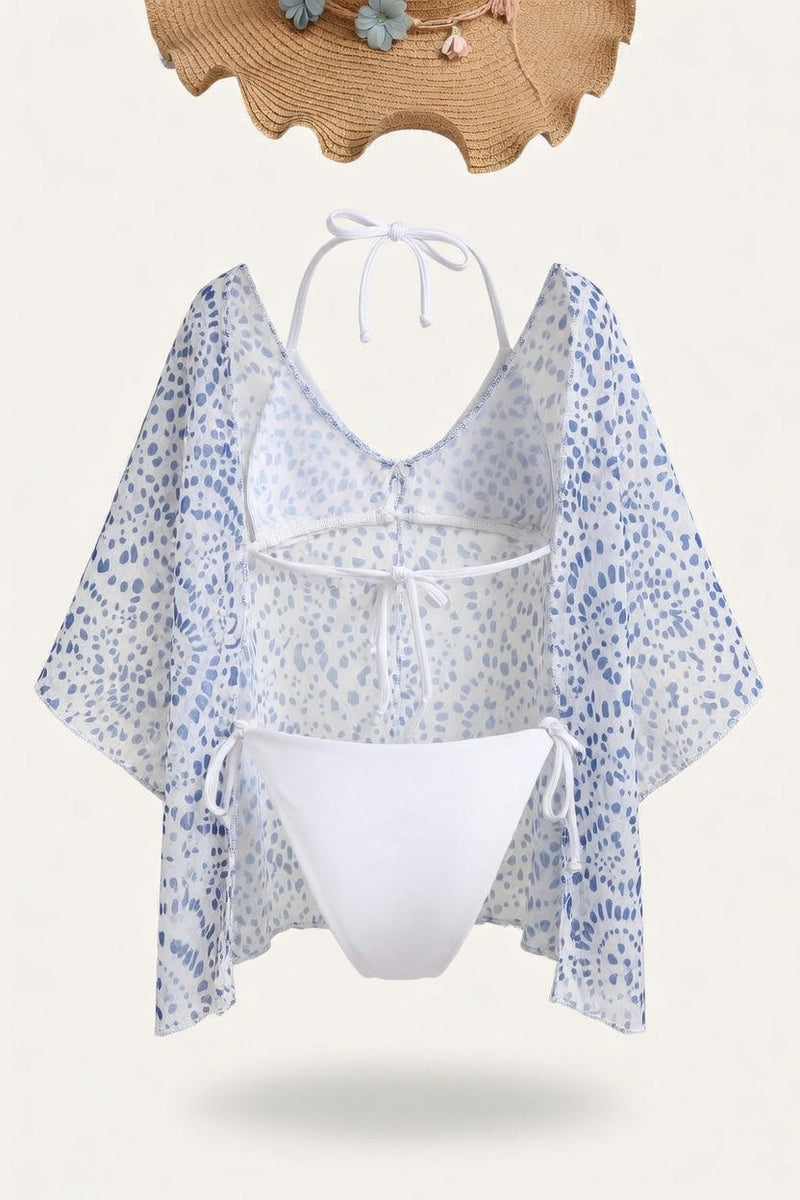Dot Print Wrap Beach Dress — back view