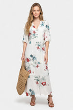 Floral V-Neck Midi Dress — front view