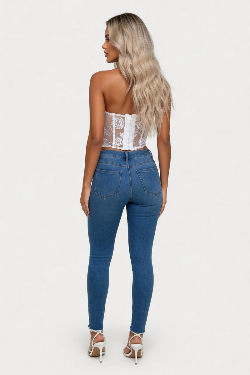 Lace Mesh Halter Top — back view