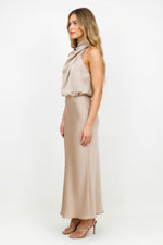 Satin Sleeveless Dress — side view