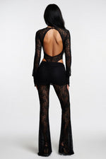 Lace Deep V Top & Flared Trouser Co-ord — back view