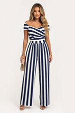 Printed Wide Leg Jumpsuit — Stripe