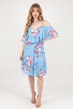 Off-Shoulder Chiffon Dress — front view