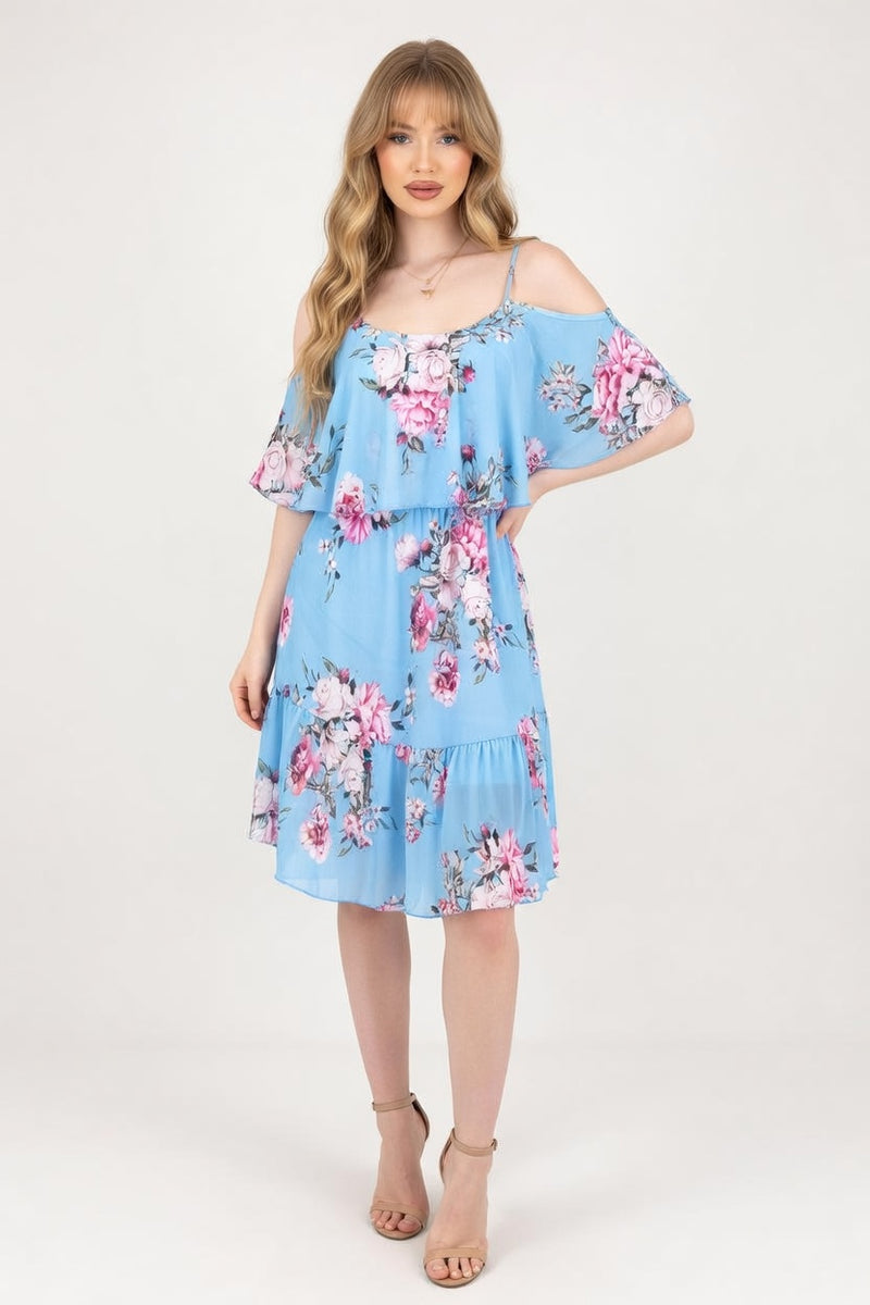 Off-Shoulder Chiffon Dress — front view