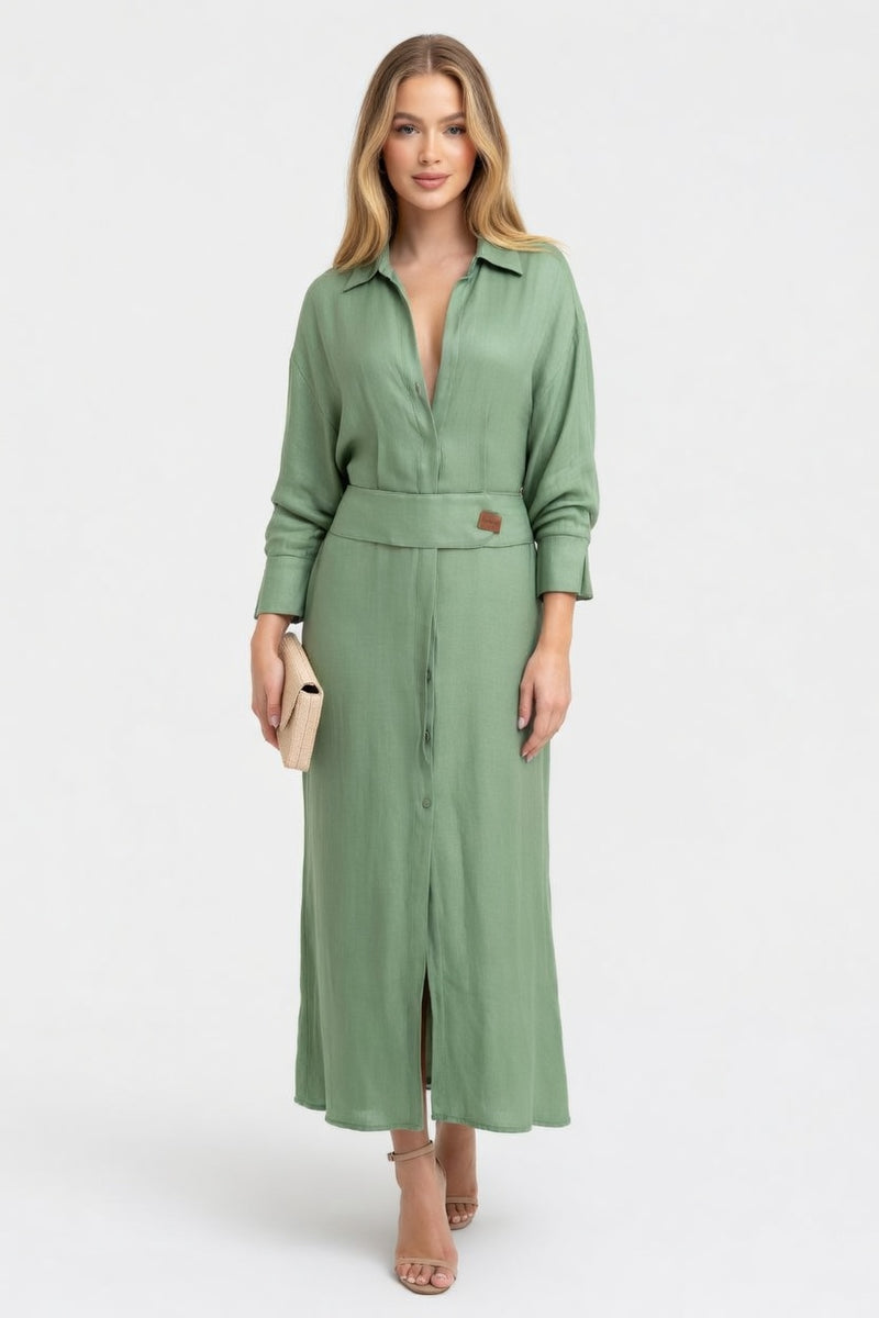 Belted Maxi Dress — front view