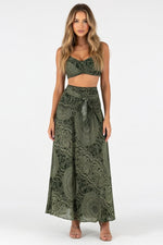 Rose Print Versatile Midi Dress — Rose Print Dark Green
