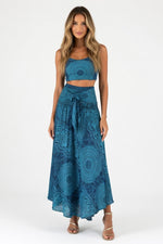 Rose Print Versatile Midi Dress — Rose Print Ocean Blue