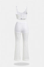 Hollow Lace Flare Trousers — back view