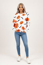 Halloween Print Sweatshirt — White