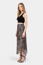 Leopard Print Mesh Maxi Skirt — side view