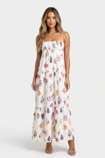 Printed Halter Layered Dress — White