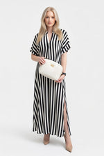 Side Split Striped Cardigan Dress — front view