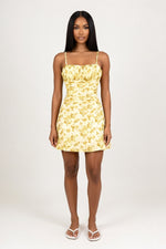 Halter Floral Mini Dress — Yellow