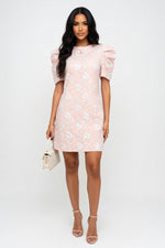 Daisy Embossed Fishtail Dress — Pink